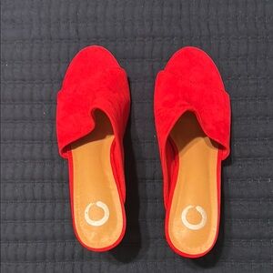Red faux Suede Women's Slide Sandals 9